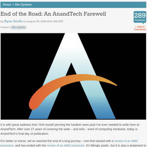 告別AnandTech 一個(gè)時(shí)代的落幕與技術(shù)的未來(lái)展望